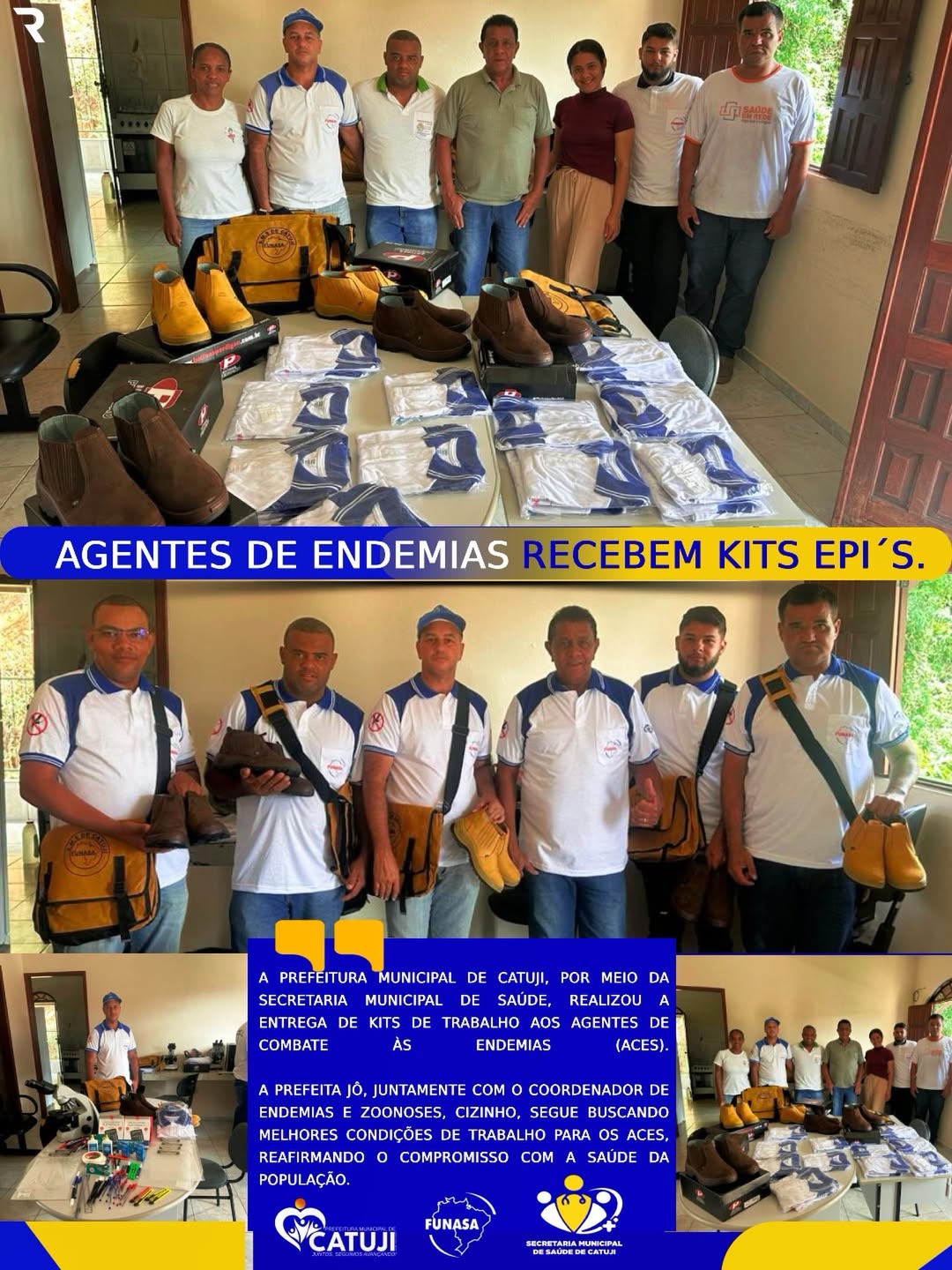 AGENTES DE ENDEMIAS RECEBEM KITS EPI'S